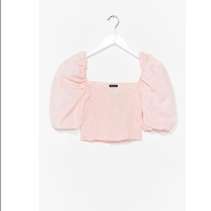 NWT Pink bubble sleeve crop top